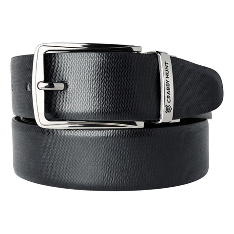 Crabby Hunt Reversible Men’s Leather Belt – Dual Color Black & Brown with Premium Metal Square Buckle