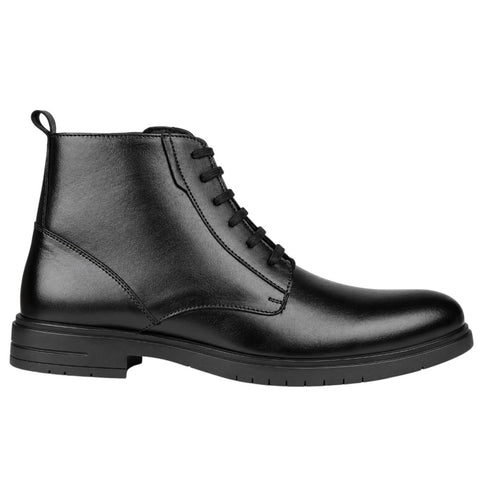 Crabby Hunt Men’s Black Lace-Up Ankle Boots – Side Zip Formal Casual Boots with Pull Tab