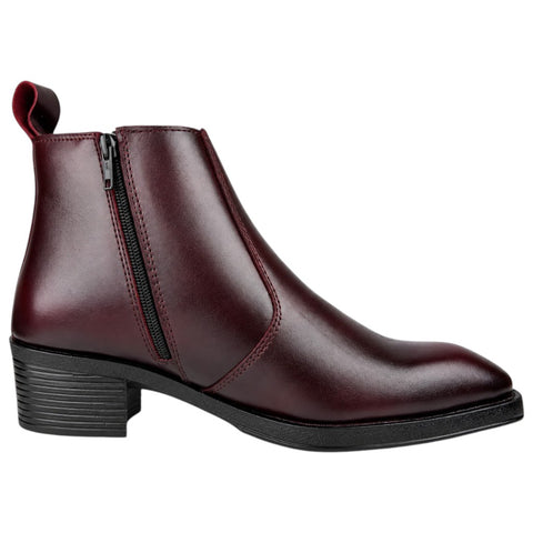 Men’s Burgundy Chelsea Boots with Side Zip – Genuine Leather Chelsea Boots