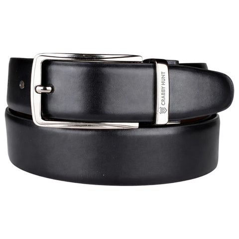 Men’s Reversible Genuine Leather Belt (Black & Brown) with Metro Silver Buckle