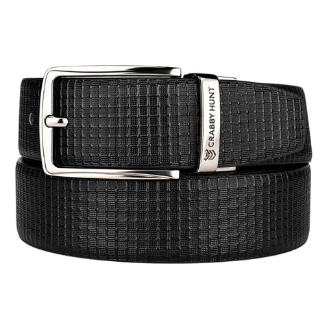 Men’s Reversible Leather Belt – Black & Brown Dual Style | Textured Finish | Square Buckle | Crabby Hunt