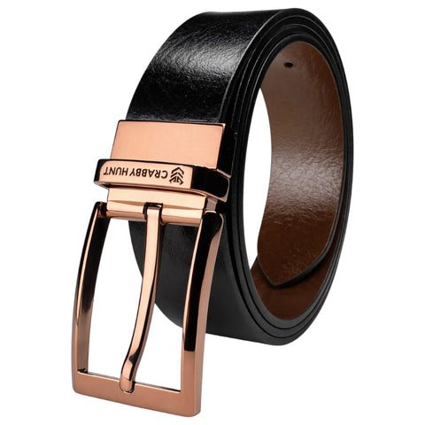 Men’s Reversible Genuine Leather Belt – Brown & Black with Square Buckle