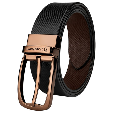 Men’s Reversible Genuine Leather Belt (Choco Brown & Black) with Drill Round Buckle