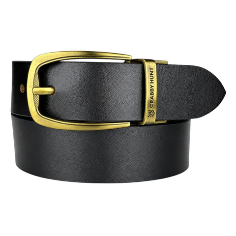 Men’s Genuine Leather Reversible Belt – Black & Brown with Antique Gold Buckle