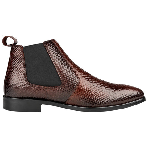 Men’s Brown Reptile-Texture Chelsea Boots – Leather Formal & Party Wear Shoes