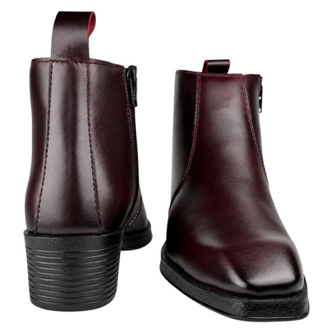 Men’s Burgundy Chelsea Boots with Side Zip – Genuine Leather Chelsea Boots