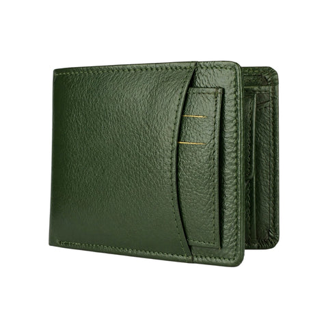 Crabby Hunt Green Leather Wallet – Slim Front Slider Card Holder