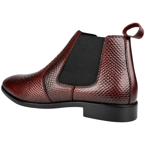 Men’s Brown Reptile-Texture Chelsea Boots – Leather Formal & Party Wear Shoes