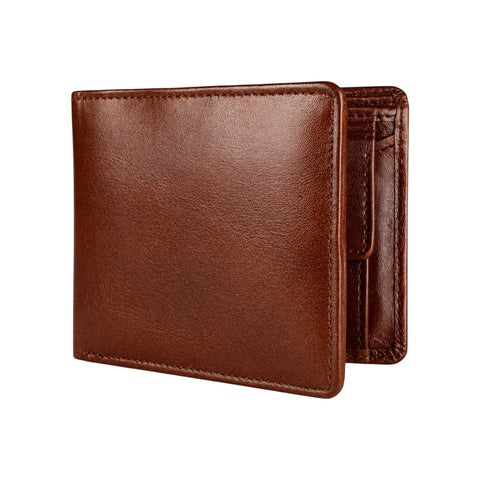 Crabby Hunt Brown Leather Wallet – Classic Bifold with Zip Pocket