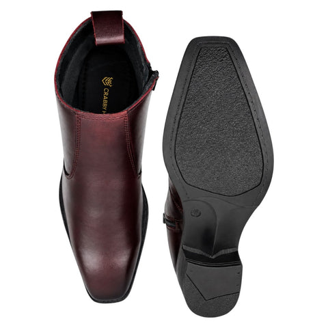 Men’s Burgundy Chelsea Boots with Side Zip – Genuine Leather Chelsea Boots