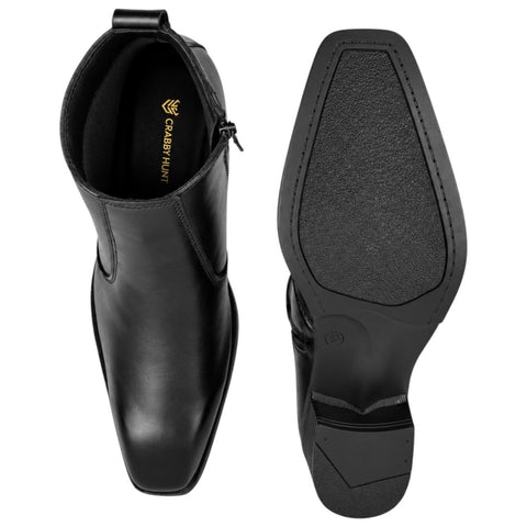 Men’s Black Side-Zip Chelsea Boots – Leather Formal & Party Wear Shoes
