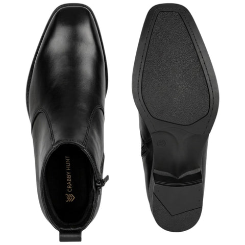 Men’s Black Side-Zip Chelsea Boots – Leather Formal & Party Wear Shoes