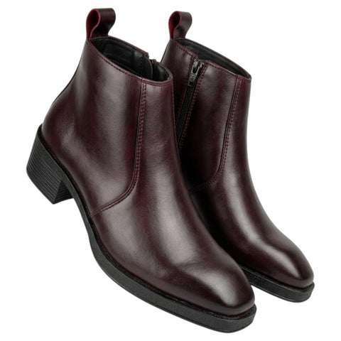 Men’s Burgundy Chelsea Boots with Side Zip – Genuine Leather Chelsea Boots