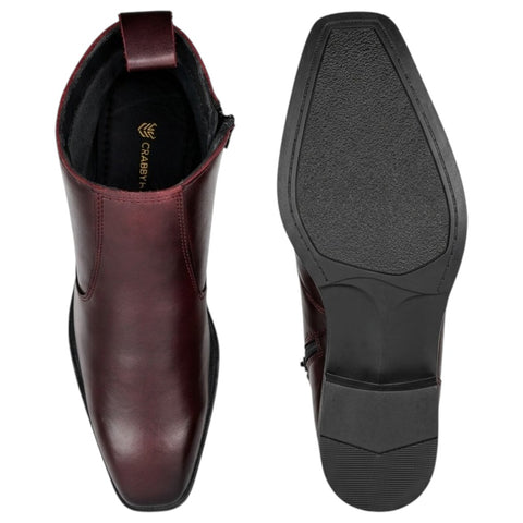 Men’s Burgundy Chelsea Boots with Side Zip – Genuine Leather Chelsea Boots