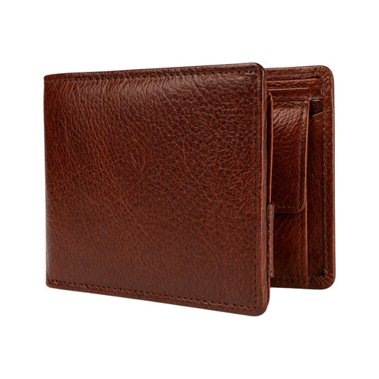 Crabby Hunt Brown Leather Wallet – Flip Bifold with Extra Card Flap