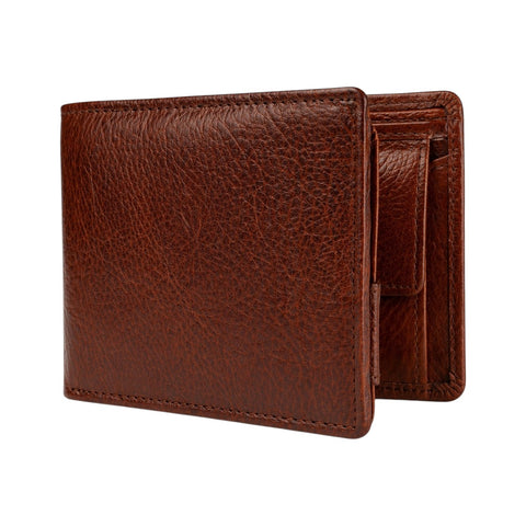 Crabby Hunt Brown Leather Wallet – Flip Bifold with Extra Card Flap