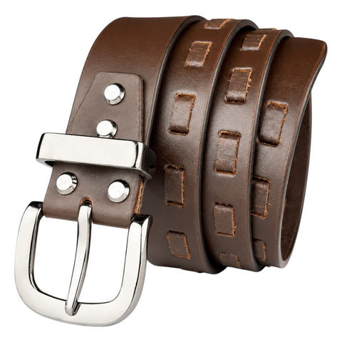 CRABBY HUNT Genuine Leather Belt for Men | Premium Brown Casual Belt with Metal Pin Buckle