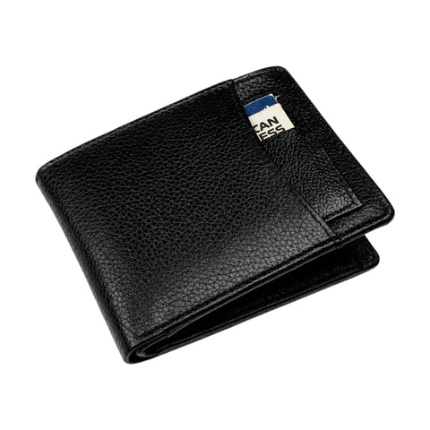 Crabby Hunt Black Leather Wallet – Slim Front Slider Card Holder