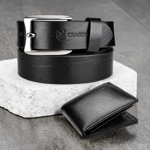 Men’s Leather Wallet & Belt Combo Gift Set: Zipper Wallet with Card Slots + Adjustable Formal Belt—Premium Gift for Men