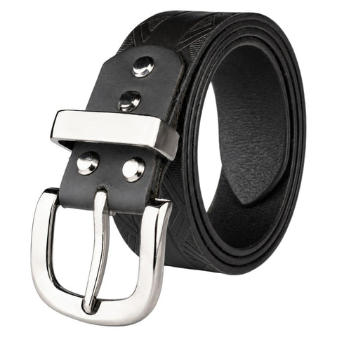 Crabby Hunt Black Patterned Genuine Leather Belt for Men – Premium Quality, Artistic Design, Durable & Sophisticated