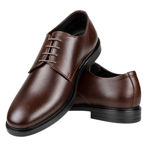 Crabby Hunt Men’s Brown Derby Formal Shoes – Classic Lace-Up Dress Shoes with Black Sole