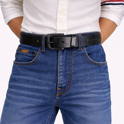 Genuine Black Leather Belt with Black Metal Buckle – Crabby Hunt