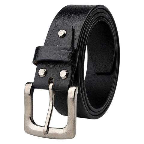 Crabby Hunt Men's Genuine Leather Belt – Black Apollo Strap with Gunmetal Square Buckle | Formal & Casual Belt