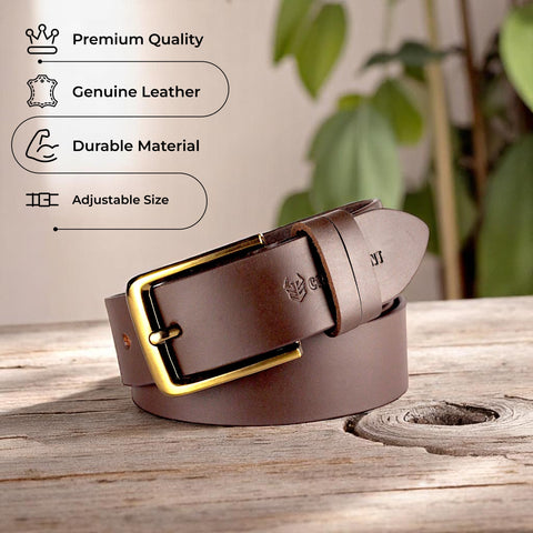 Crabby Hunt Brown Genuine Leather Belt – Premium & Elegant Men's Leather Belt