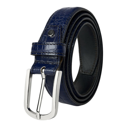 Crabby Hunt Blue Croco Textured Belt for Men – Premium Leather Belt