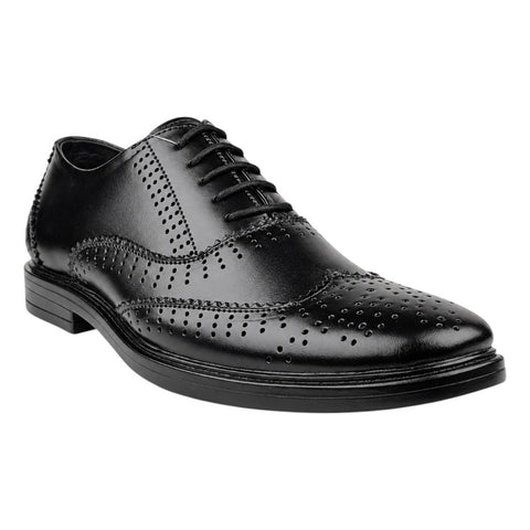 Men’s Genuine Leather Black Wingtip Brogue Oxford Shoes