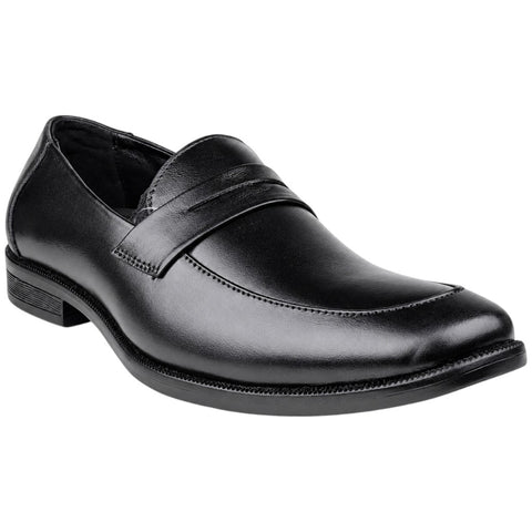 Men’s Black Genuine Leather Penny Loafers – Formal Slip-On Dress Shoes