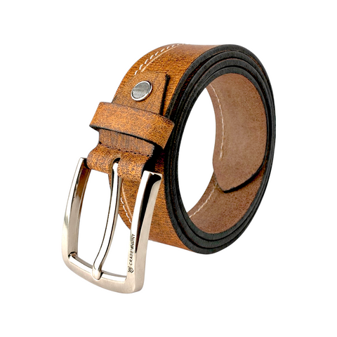 Genuine Tan Leather Belt with Stitches – Crabby Hunt
