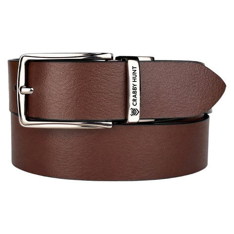 Men’s Reversible Genuine Leather Belt (Black & Brown) with Dammas Silver Buckle