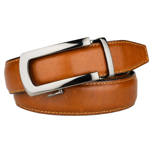 Men's Genuine Leather Belt with Auto Lock Buckle | Choco Brown | 35mm Formal Belt | Crabby Hunt