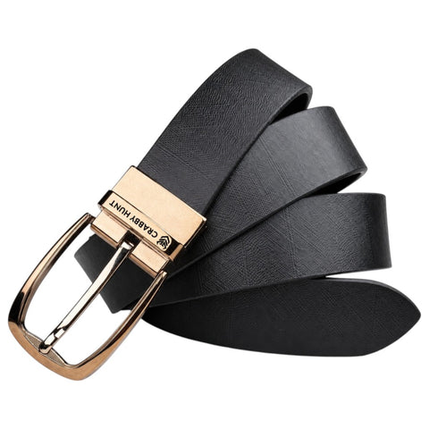 Crabby Hunt Men's Reversible Italian Leather Belt | Black & Brown | Premium Rose Gold Pin Buckle | Genuine Leather Formal Belt for Men | 35 mm