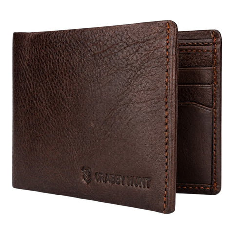 Crabby Hunt remium Braided Antique Leather Belt & Dark Brown Wallet Combo | Without Coin Pocket