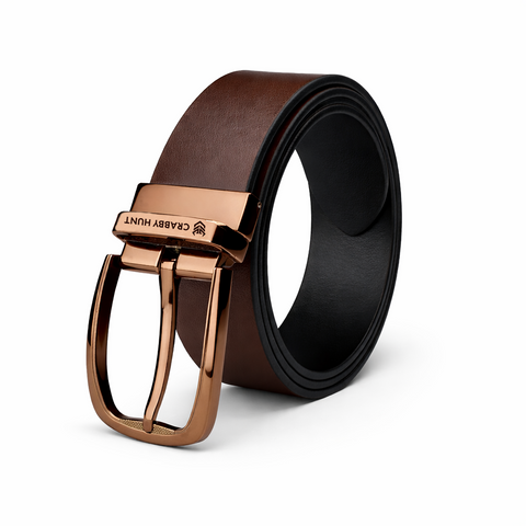 Men’s Reversible Genuine Leather Belt (Choco Brown & Black) with Mild Round Buckle