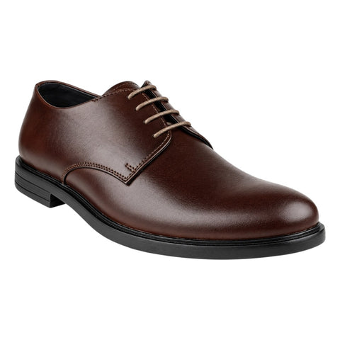 Crabby Hunt Men’s Brown Derby Formal Shoes – Classic Lace-Up Dress Shoes with Black Sole