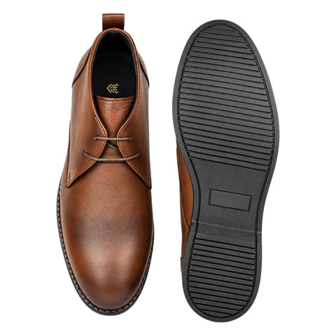 Crabby Hunt Men’s Brown Chukka Boots – Lace-Up Smart Casual Ankle Shoes with Contrast Stitching