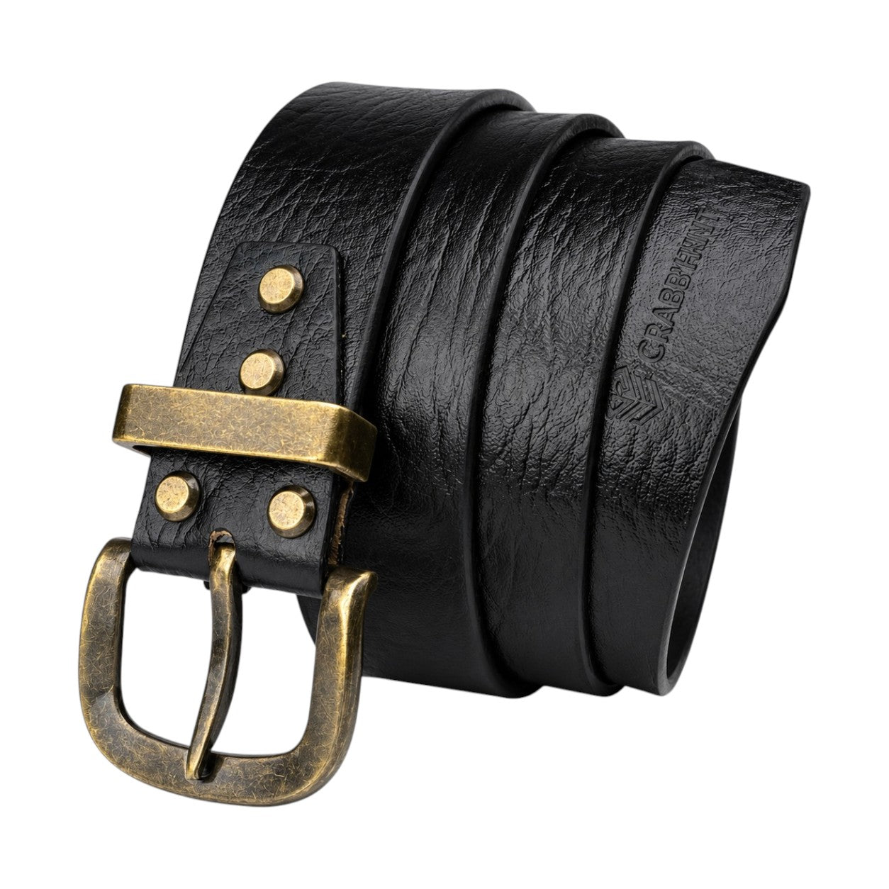 Genuine Black Leather Belt with Black Metal Buckle | Crabby Hunt