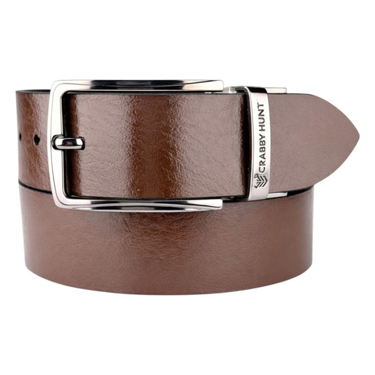 Crabby Hunt Dual-Style Men’s Reversible Leather Belt | Black & Brown