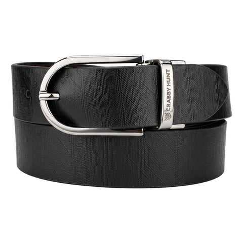 Crabby Hunt Italian Leather Reversible Belt for Men | Premium Black & Brown 2-in-1 Genuine Leather Formal Belt