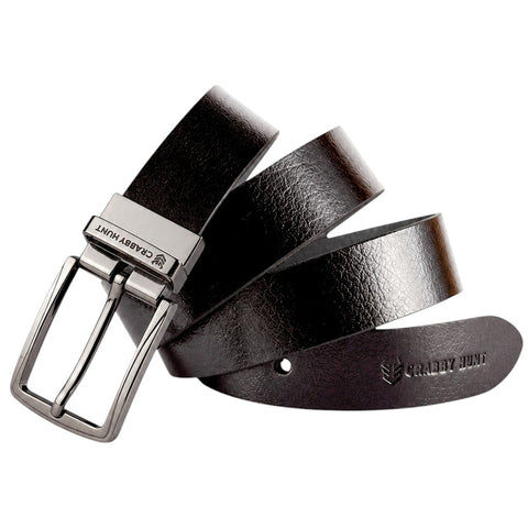 Genuine Black Leather Belt with Metal Buckle