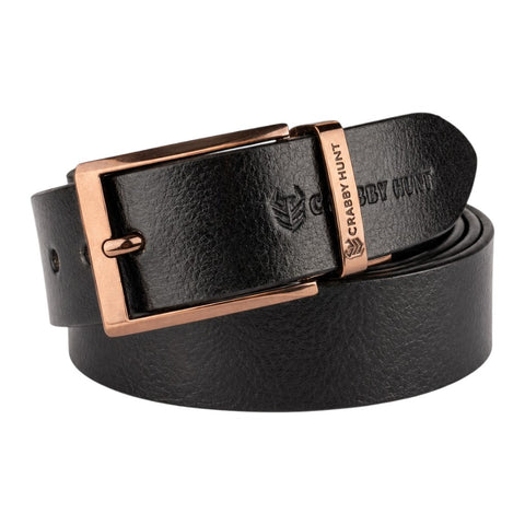 Men’s Reversible Black Belt with Choco Gold Square Buckle | Stylish Formal & Casual Waist Belt