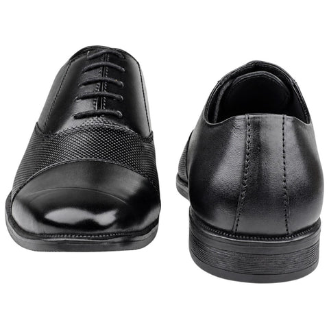 Men’s Black Perforated Oxford Genuine Leather Shoes – Formal Lace-Up Dress Shoes
