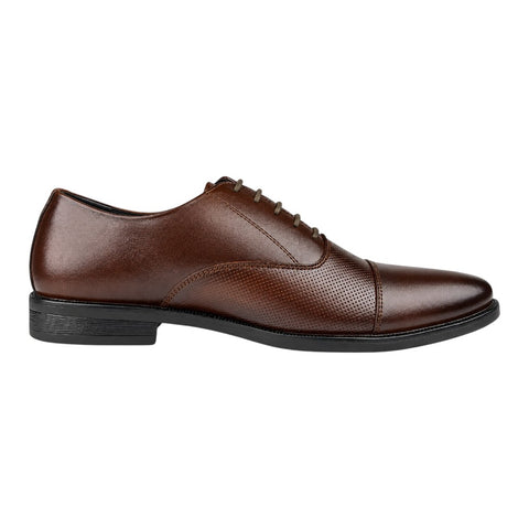 Men’s Brown Perforated Oxford Leather Shoes – Formal Lace-Up Dress Shoes