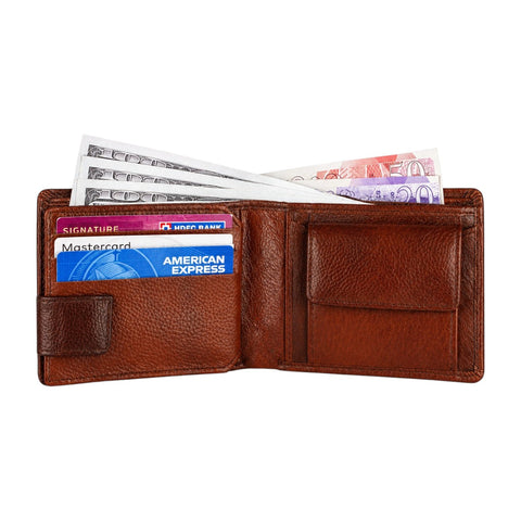 Crabby Hunt Brown Leather Wallet – Flip Bifold with Extra Card Flap