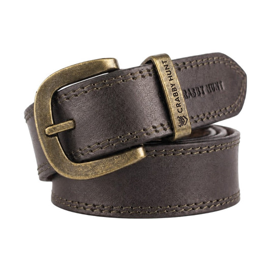 Crabby Hunt Classic Black Leather Belt with Brushed Metal Buckle – Refined Everyday Essential