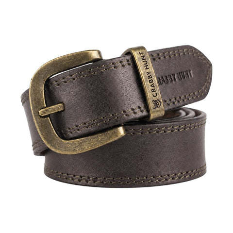 Crabby Hunt Classic Black Leather Belt with Brushed Metal Buckle – Refined Everyday Essential