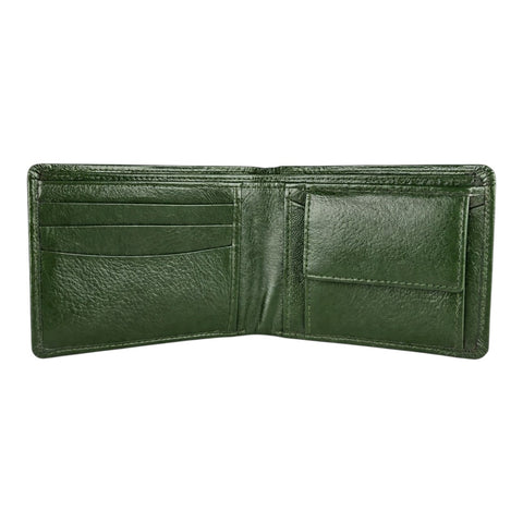 Crabby Hunt Green Leather Wallet – Slim Front Slider Card Holder